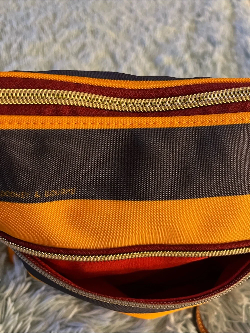 Dooney & Burke Crossbody Bag EUC Orange/ Navy Stripe